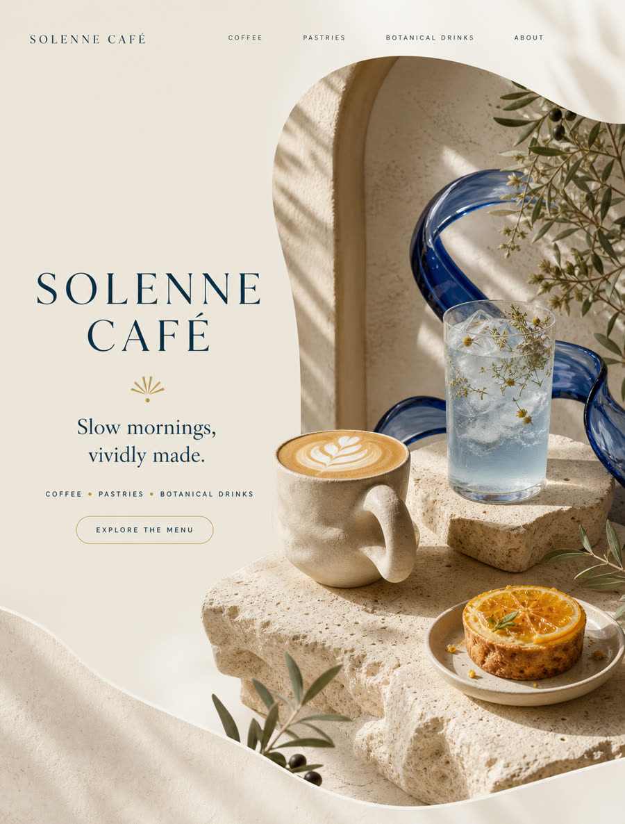 Solenne cafe website, cover
